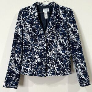 VINTAGE VILLAGER Liz Claiborne Womens Blazer Sz 12 Geometric Floral Stretch Y2K